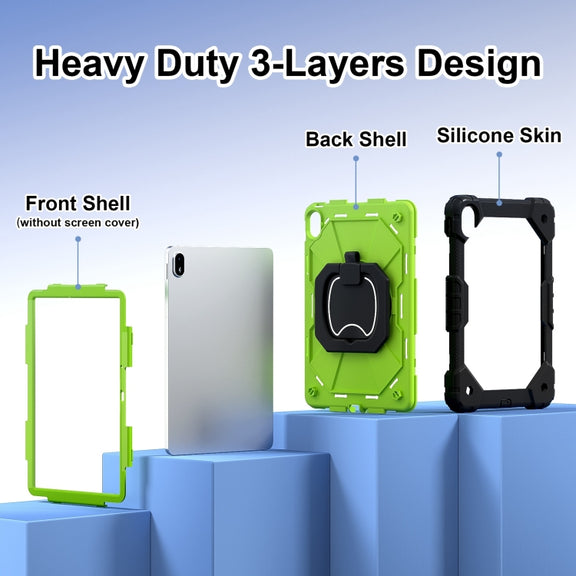 For Huawei Matepad SE 11 2024 Contrast Color Robot Silicone Hybrid PC Tablet Case(Black Yellow Green)