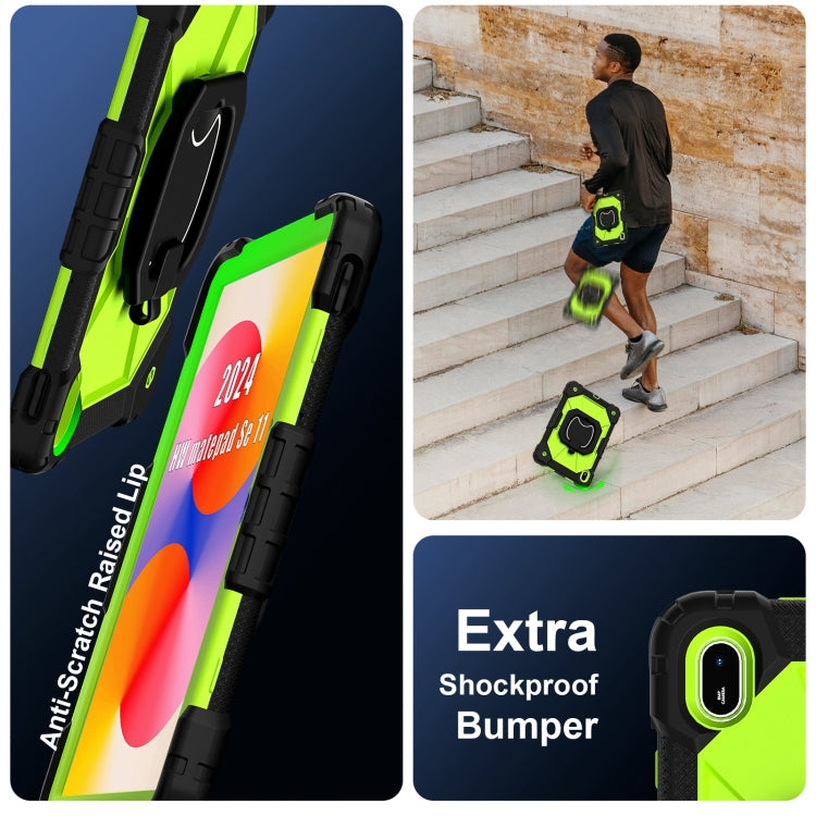 For Huawei Matepad SE 11 2024 Contrast Color Robot Silicone Hybrid PC Tablet Case(Black Yellow Green)