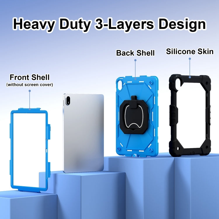 For Huawei Matepad SE 11 2024 Contrast Color Robot Silicone Hybrid PC Tablet Case(Black Blue) - Huawei by PMC Jewellery | Online Shopping South Africa | PMC Jewellery | Buy Now Pay Later Mobicred