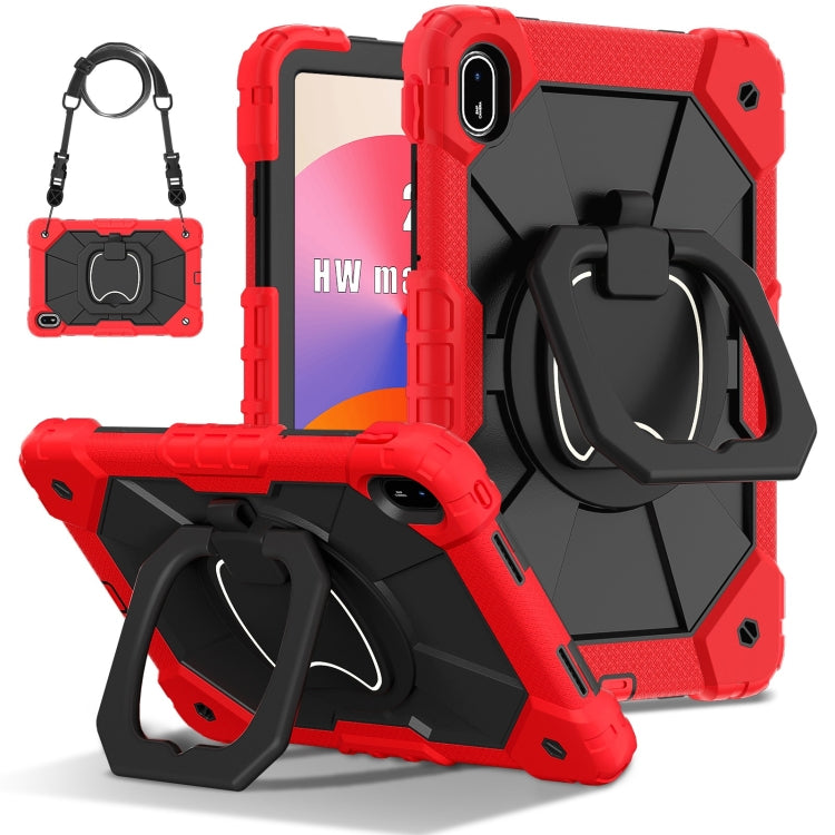 For Huawei Matepad SE 11 2024 Contrast Color Robot Silicone Hybrid PC Tablet Case(Red Black) - Huawei by PMC Jewellery | Online Shopping South Africa | PMC Jewellery | Buy Now Pay Later Mobicred