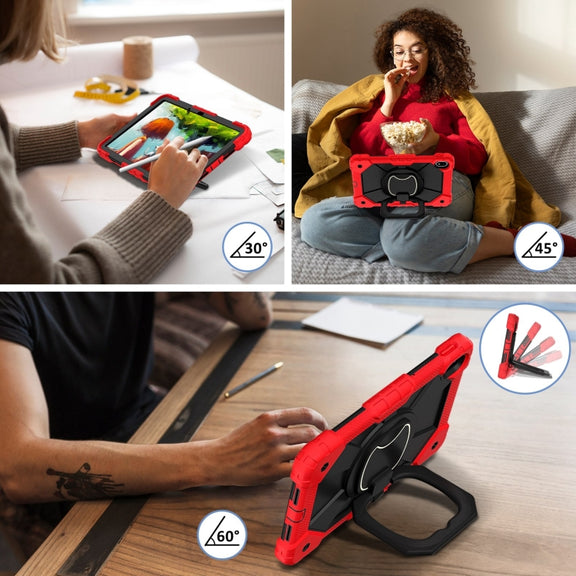 For Huawei Matepad SE 11 2024 Contrast Color Robot Silicone Hybrid PC Tablet Case(Red Black)