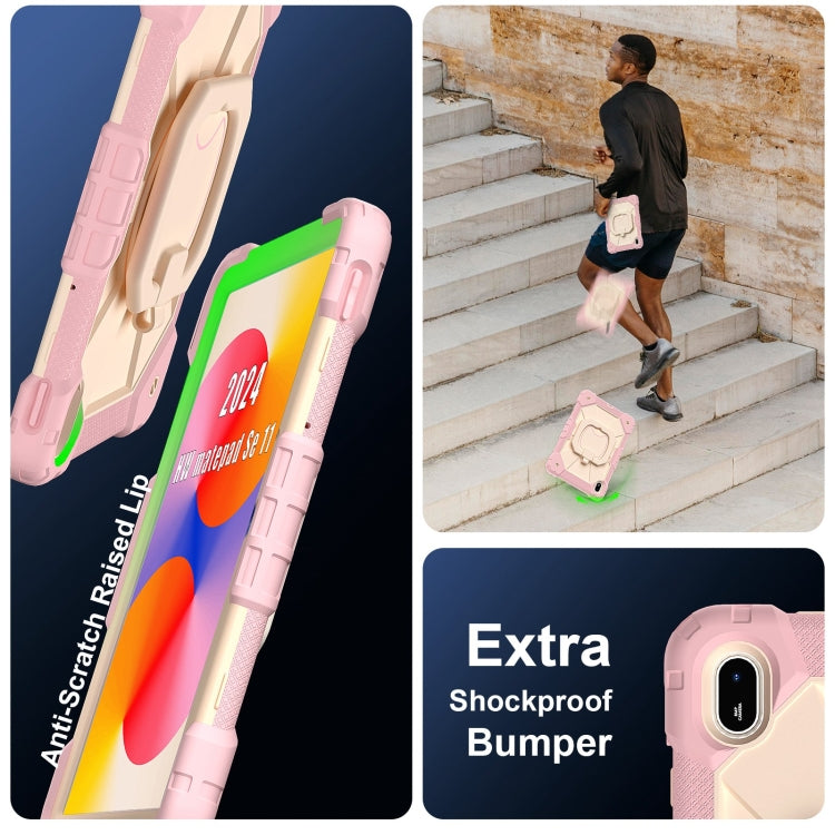 For Huawei Matepad SE 11 2024 Contrast Color Robot Silicone Hybrid PC Tablet Case(Rose Gold Beige) - Huawei by PMC Jewellery | Online Shopping South Africa | PMC Jewellery | Buy Now Pay Later Mobicred