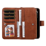 For iPhone 16 Pro Max Solid Color 2 in 1 Zipper Shockproof Phone Case(Brown)