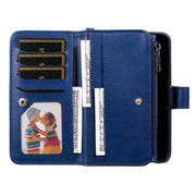 For iPhone 16 Pro Solid Color 2 in 1 Zipper Shockproof Phone Case(Blue)