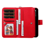 For iPhone 16 Pro Solid Color 2 in 1 Zipper Shockproof Phone Case(Red)