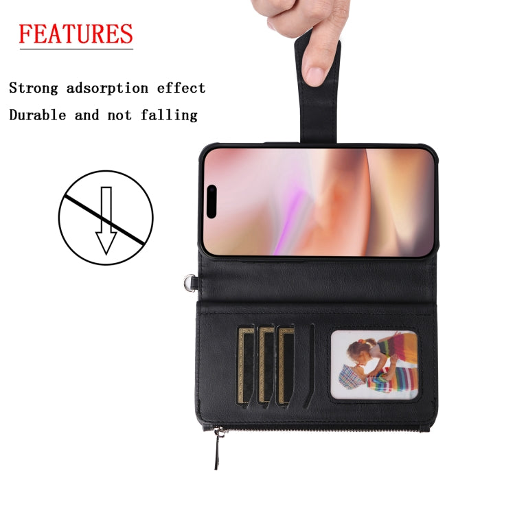 For iPhone 16 Plus Solid Color 2 in 1 Zipper Shockproof Phone Case(Black) - free shipping - PMC Jewellery - Order now!