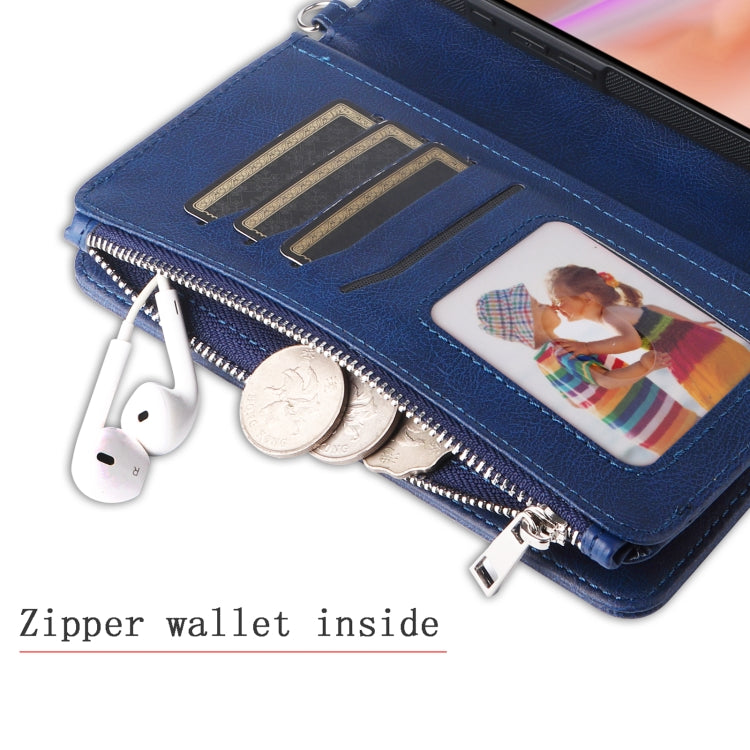 For iPhone 16 Plus Solid Color 2 in 1 Zipper Shockproof Phone Case(Blue) - free shipping - PMC Jewellery - Order now!