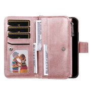 For iPhone 16 Plus Solid Color 2 in 1 Zipper Shockproof Phone Case(Rose Gold)