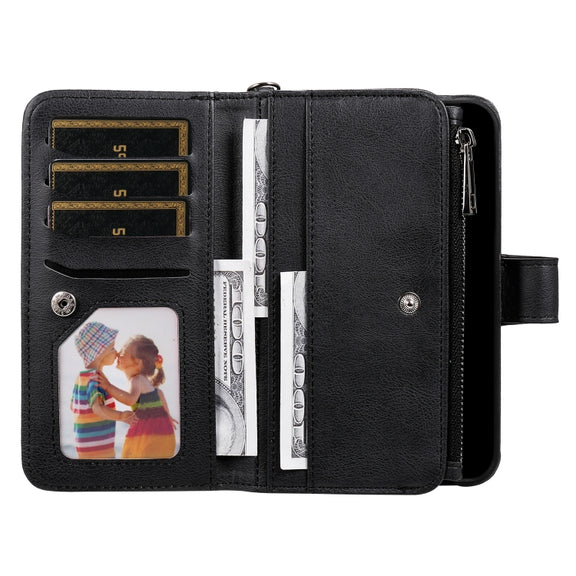 For iPhone 16 Solid Color 2 in 1 Zipper Shockproof Phone Case(Black)
