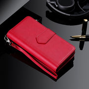 For iPhone 16 Solid Color 2 in 1 Zipper Shockproof Phone Case(Red)