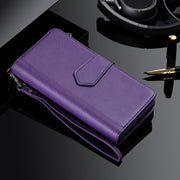 For iPhone 16 Solid Color 2 in 1 Zipper Shockproof Phone Case(Purple)
