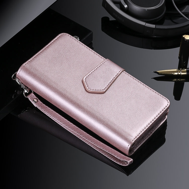 For iPhone 16 Solid Color 2 in 1 Zipper Shockproof Phone Case(Rose Gold)