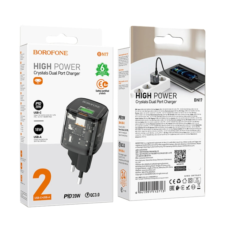 BOROFONE BN17 PD20W USB, USB-C / Type-C Charger, Plug Type:EU Plug(Black) - USB Charger by Borofone | Online Shopping South Africa | PMC Jewellery | Buy Now Pay Later Mobicred