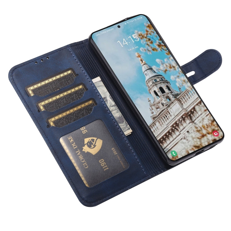 For Samsung Galaxy S25 5G Embossed Happy Cat Pattern Flip Leather Phone Case(Blue)