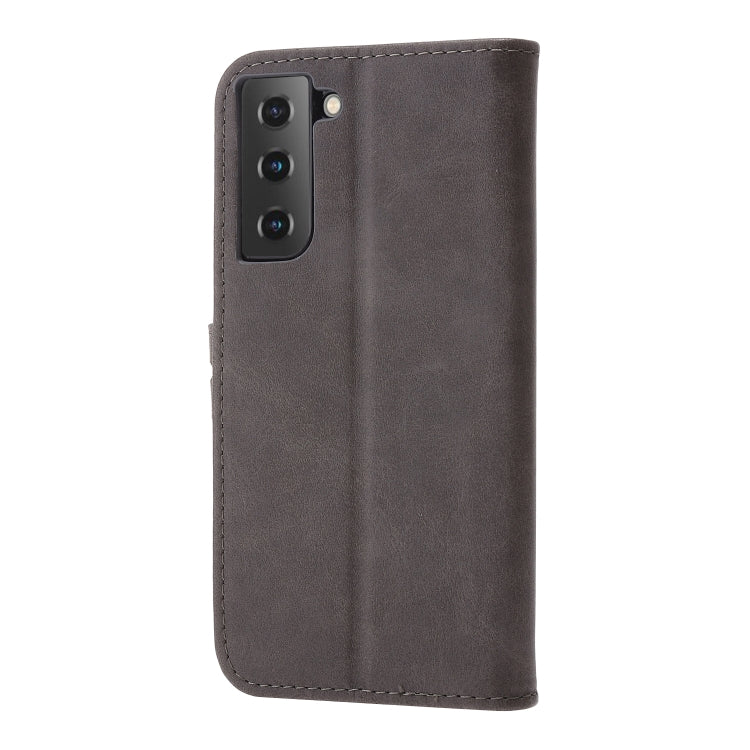 For Samsung Galaxy S25 5G Embossed Happy Cat Pattern Flip Leather Phone Case(Grey) - Galaxy S25 5G Cases by PMC Jewellery | Online Shopping South Africa | PMC Jewellery | Buy Now Pay Later Mobicred