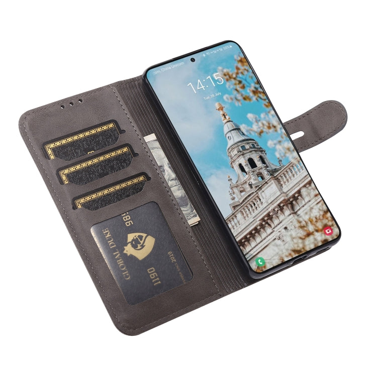 For Samsung Galaxy S25+ 5G Embossed Happy Cat Pattern Flip Leather Phone Case(Grey) - Galaxy S25+ 5G Cases by PMC Jewellery | Online Shopping South Africa | PMC Jewellery | Buy Now Pay Later Mobicred