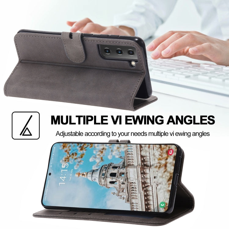 For Samsung Galaxy S25+ 5G Embossed Happy Cat Pattern Flip Leather Phone Case(Grey) - Galaxy S25+ 5G Cases by PMC Jewellery | Online Shopping South Africa | PMC Jewellery | Buy Now Pay Later Mobicred