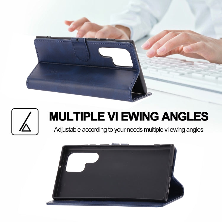 For Samsung Galaxy S25 Ultra 5G Embossed Happy Cat Pattern Flip Leather Phone Case(Blue) - Galaxy S25 Ultra 5G Cases by PMC Jewellery | Online Shopping South Africa | PMC Jewellery | Buy Now Pay Later Mobicred