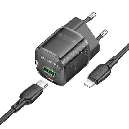 BOROFONE BN17 PD20W USB, Type-C Charger with 1m Type-C to 8 Pin Cable Set, Plug Type:EU Plug(Black) - free shipping - PMC Jewellery - Order now!