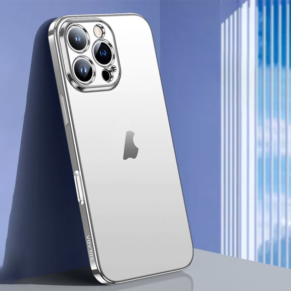 For iPhone 16 Pro Max SULADA Natural Color Series Electroplating Frosted TPU Phone Case(Silver)