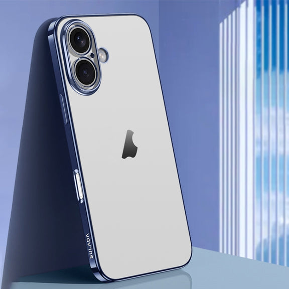 For iPhone 16 SULADA Natural Color Series Electroplating Frosted TPU Phone Case(Titanium Blue)