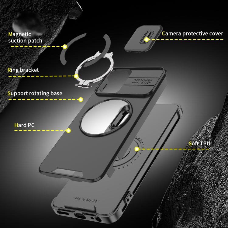For Motorola Moto G 5G 2024 Sliding Camshield Ring Holder Phone Case(Black)