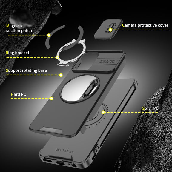For Motorola Moto G 5G 2024 Sliding Camshield Ring Holder Phone Case(Red)