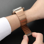 For Apple Watch SE 2023 44mm Single Bead Magnetic Stainless Steel Watch Band(Rose Gold)