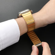 For Apple Watch Series 7 45mm Single Bead Magnetic Stainless Steel Watch Band(Gold)