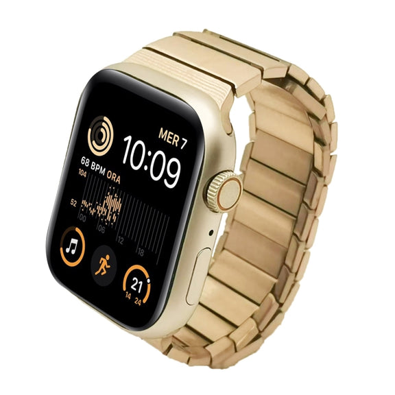 For Apple Watch SE 40mm Single Bead Magnetic Stainless Steel Watch Band(Rose Gold)