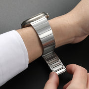 For Apple Watch SE 40mm Single Bead Magnetic Stainless Steel Watch Band(Silver)