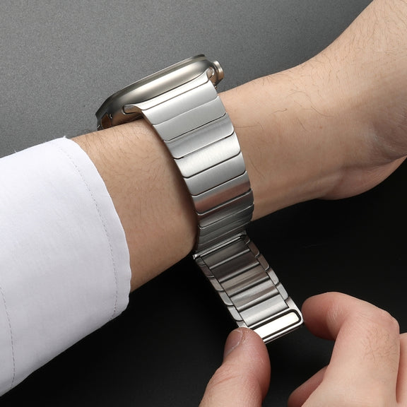 For Apple Watch SE 40mm Single Bead Magnetic Stainless Steel Watch Band(Silver)