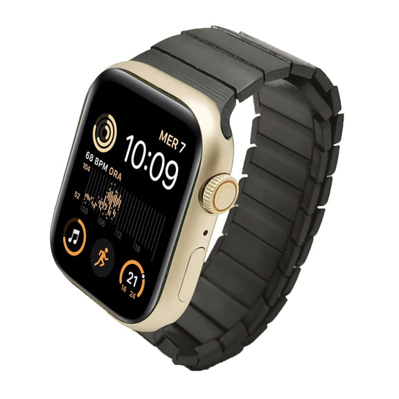 For Apple Watch SE 44mm Single Bead Magnetic Stainless Steel Watch Band(Black)