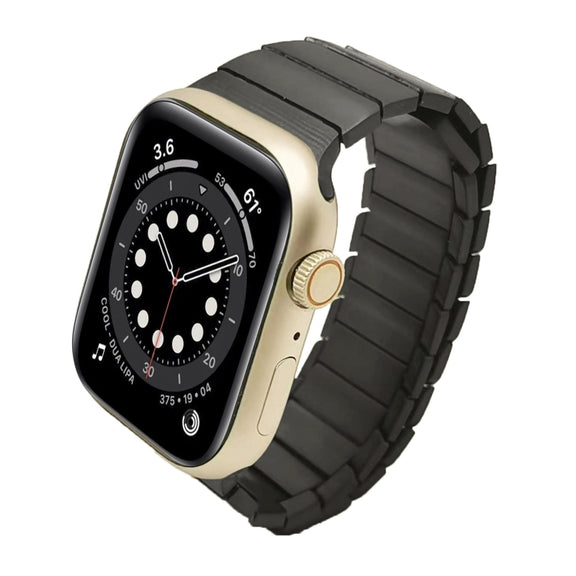 For Apple Watch Series 6 44mm Single Bead Magnetic Stainless Steel Watch Band(Black)