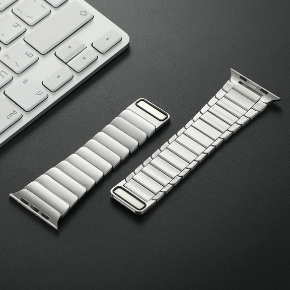 For Apple Watch Series 6 44mm Single Bead Magnetic Stainless Steel Watch Band(Silver)