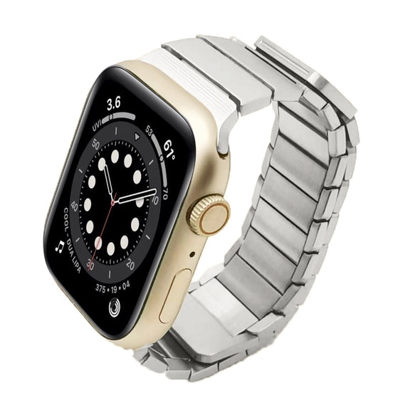 For Apple Watch Series 6 44mm Single Bead Magnetic Stainless Steel Watch Band(Silver)