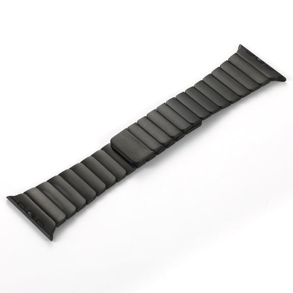 For Apple Watch Series 3 42mm Single Bead Magnetic Stainless Steel Watch Band(Black)