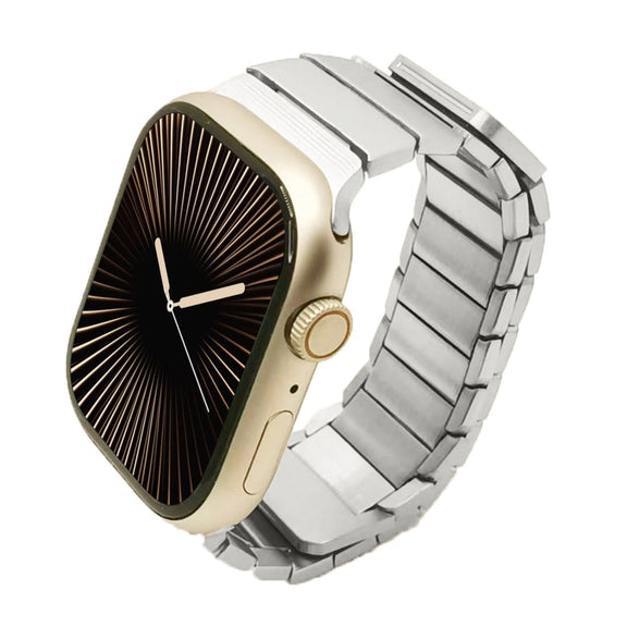 For Apple Watch Series 10 46mm Single Bead Magnetic Stainless Steel Watch Band(Silver)