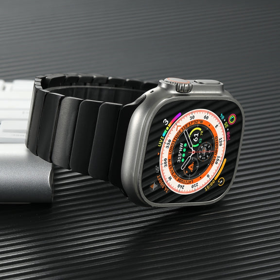 For Apple Watch Ultra 2 49mm Single Bead Magnetic Stainless Steel Watch Band(Black)