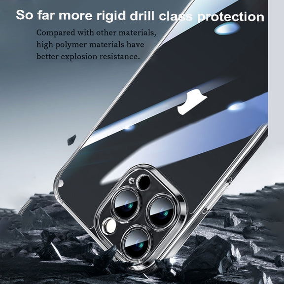 For iPhone 16 Pro Max SULADA TPU Frame Tempered Glass Transparent Phone Case(White)