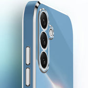 For Samsung Galaxy S25 5G XINLI Straight Edge 6D Electroplate TPU Phone Case with Ring Holder(Celestial Blue)