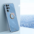For Samsung Galaxy S25 Ultra 5G XINLI Straight 6D Plating Gold Edge TPU Shockproof Case with Ring Holder(Celestial Blue) - Galaxy S25 Ultra 5G Cases by XINLI | Online Shopping South Africa | PMC Jewellery | Buy Now Pay Later Mobicred