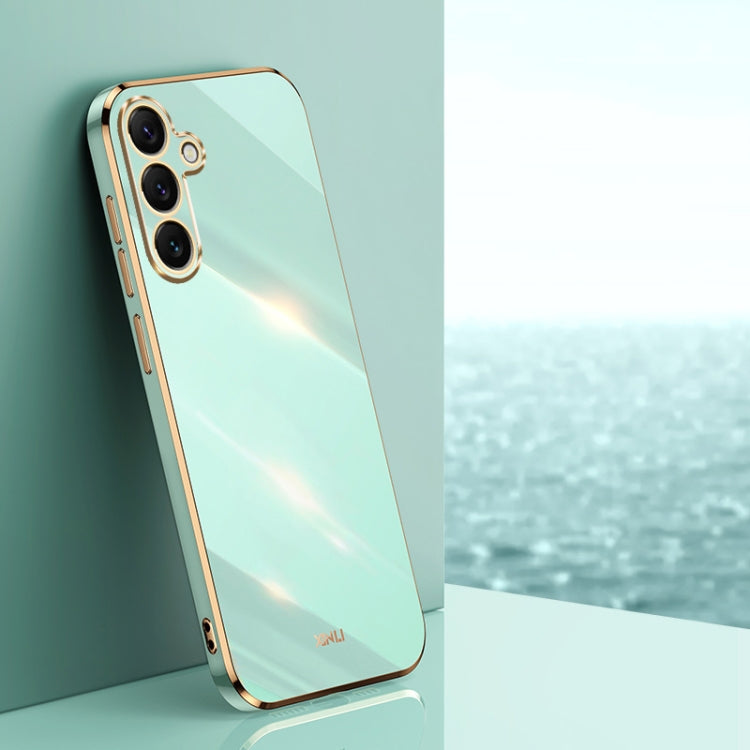 For Samsung Galaxy S25 5G XINLI Straight Edge 6D Electroplate TPU Phone Case(Mint Green) - Galaxy S25 5G Cases by XINLI | Online Shopping South Africa | PMC Jewellery | Buy Now Pay Later Mobicred