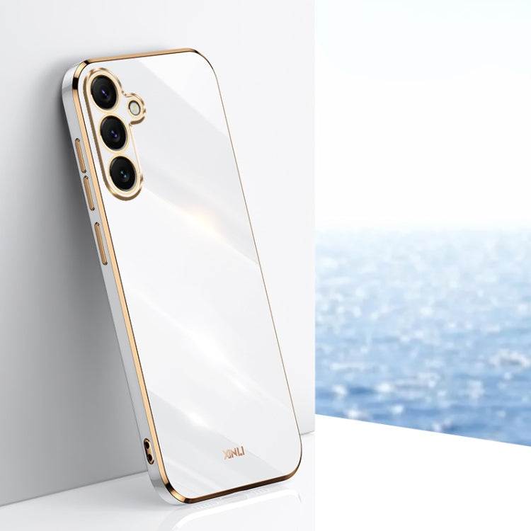 For Samsung Galaxy S25 5G XINLI Straight Edge 6D Electroplate TPU Phone Case(White) - Galaxy S25 5G Cases by XINLI | Online Shopping South Africa | PMC Jewellery | Buy Now Pay Later Mobicred