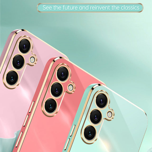 For Samsung Galaxy S25 5G XINLI Straight 6D Plating Gold Edge TPU Phone Case(Hawthorn Red)