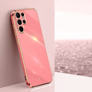 For Samsung Galaxy S25 Ultra 5G XINLI Straight Edge 6D Electroplate TPU Phone Case(Hawthorn Red)