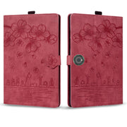 For OnePlus Pad / Pad Pro 12.1 Cartoon Sakura Cat Embossed Leather Tablet Case(Red)
