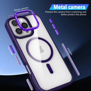 For iPhone 16 Pro Breathable Skin Feel Transparent MagSafe Magnetic Phone Case(Purple)