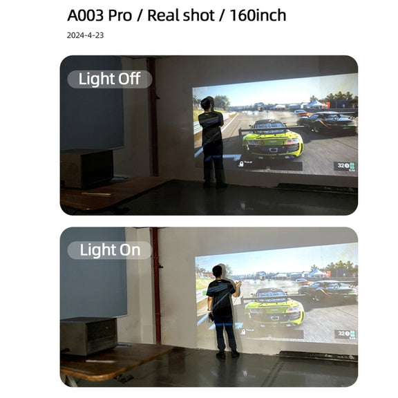 AUN A003 Pro 1920 x 1080P 350 Lumens Portable Home Theater LED HD Digital Projector, US Plug(Grey)