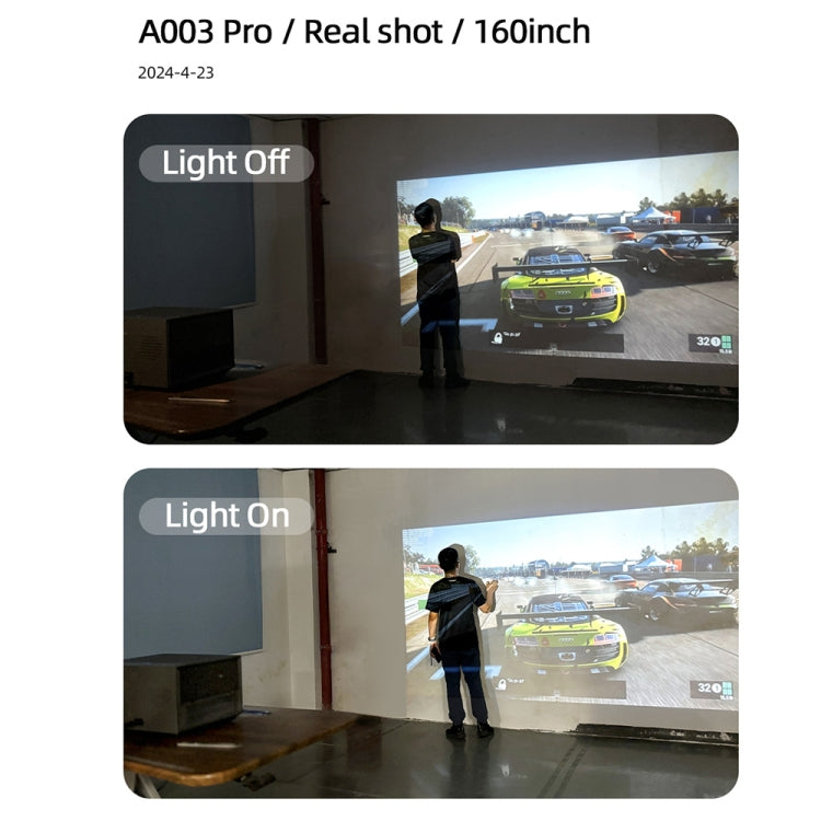AUN A003 Pro 1920 x 1080P 350 Lumens Portable Home Theater LED HD Digital Projector, US Plug(Grey)